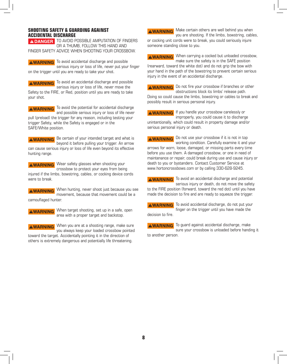 Horton General Crossbow User Manual | Page 8 / 16