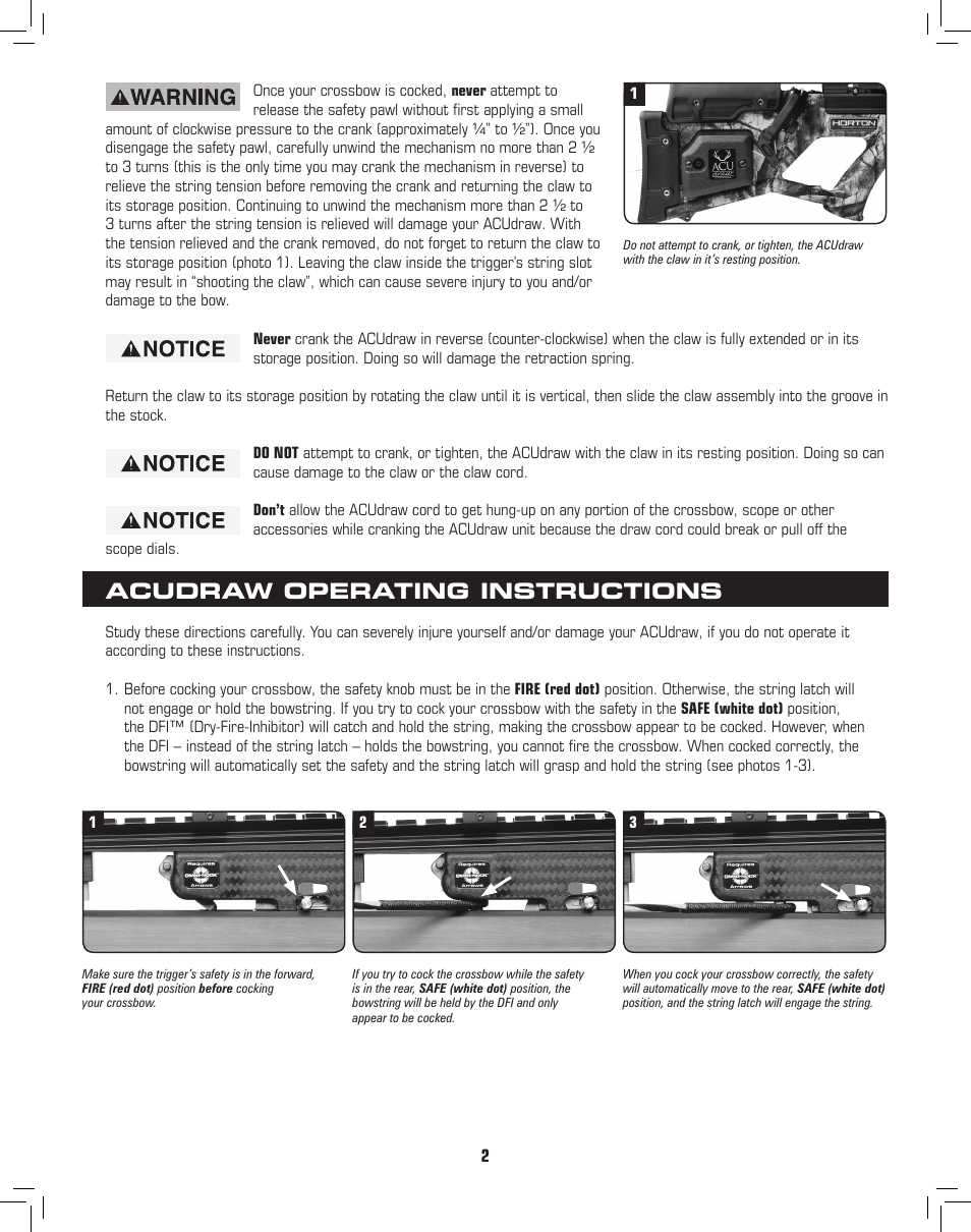 Acudraw operating instructions | Horton ACUDraw User Manual | Page 3 / 8