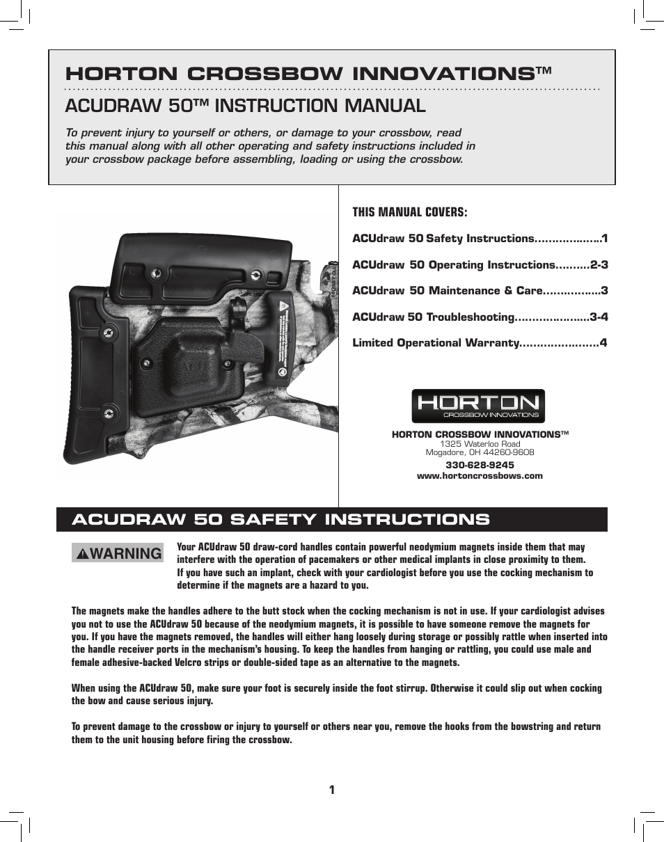Horton ACUDraw 50 User Manual | 4 pages