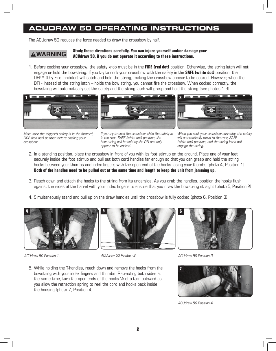 Acudraw 50 operating instructions, Warning | Horton ACUDraw 50 User Manual | Page 2 / 4