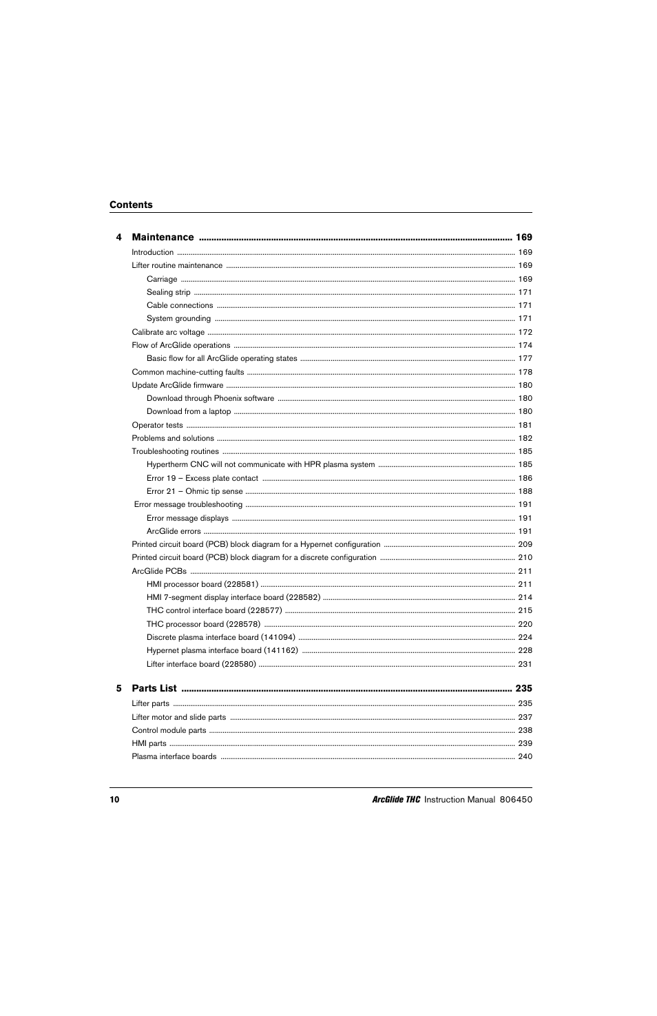 Hypertherm THC ArcGlide User Manual | Page 10 / 288