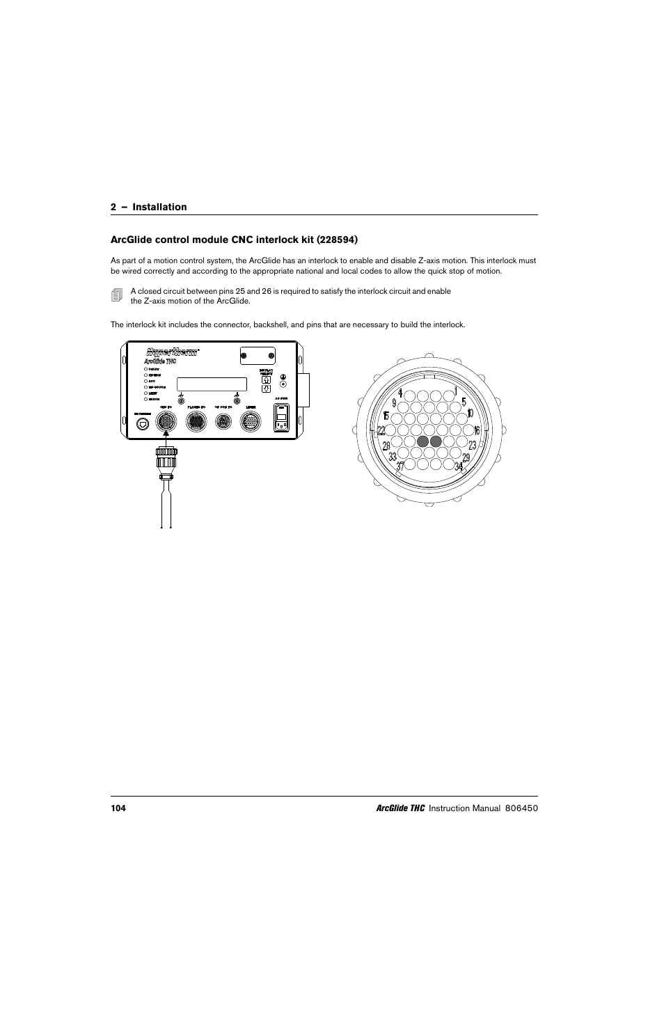 Arcglide control module cnc interlock kit (228594) | Hypertherm THC ArcGlide User Manual | Page 104 / 288