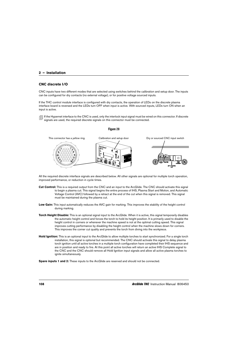 Cnc discrete i/o | Hypertherm THC ArcGlide User Manual | Page 108 / 288
