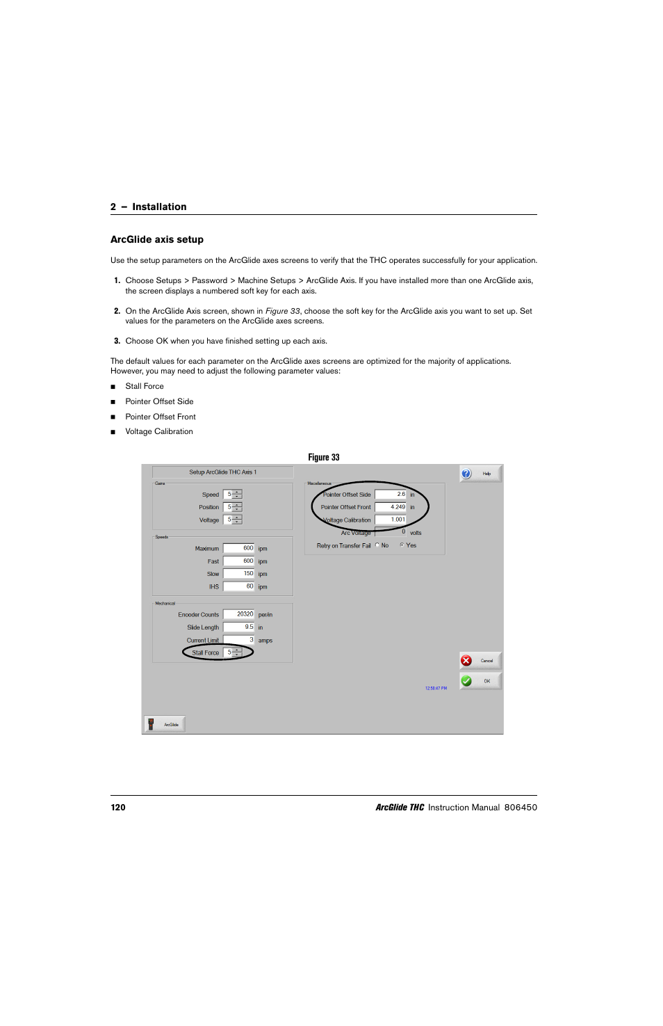 Arcglide axis setup | Hypertherm THC ArcGlide User Manual | Page 120 / 288