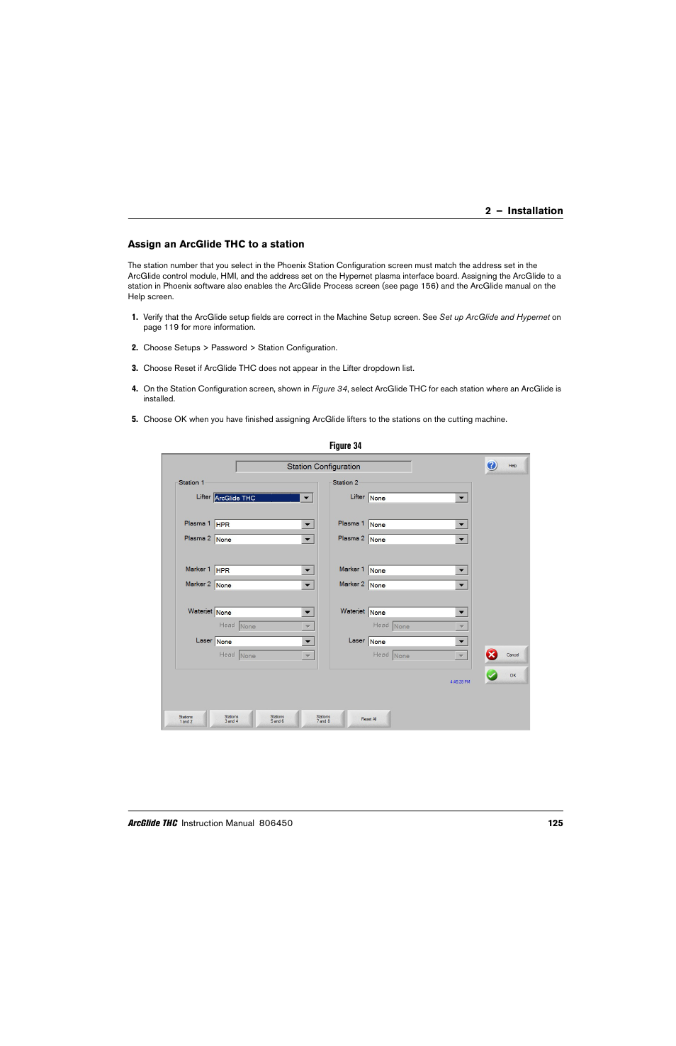 Assign an arcglide thc to a station | Hypertherm THC ArcGlide User Manual | Page 125 / 288