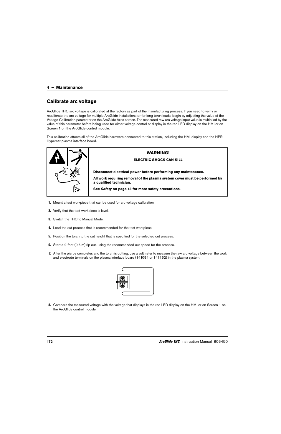 Calibrate arc voltage | Hypertherm THC ArcGlide User Manual | Page 172 / 288