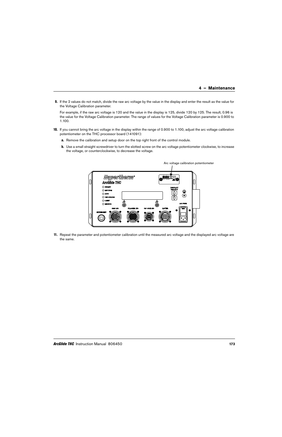 4 – maintenance | Hypertherm THC ArcGlide User Manual | Page 173 / 288