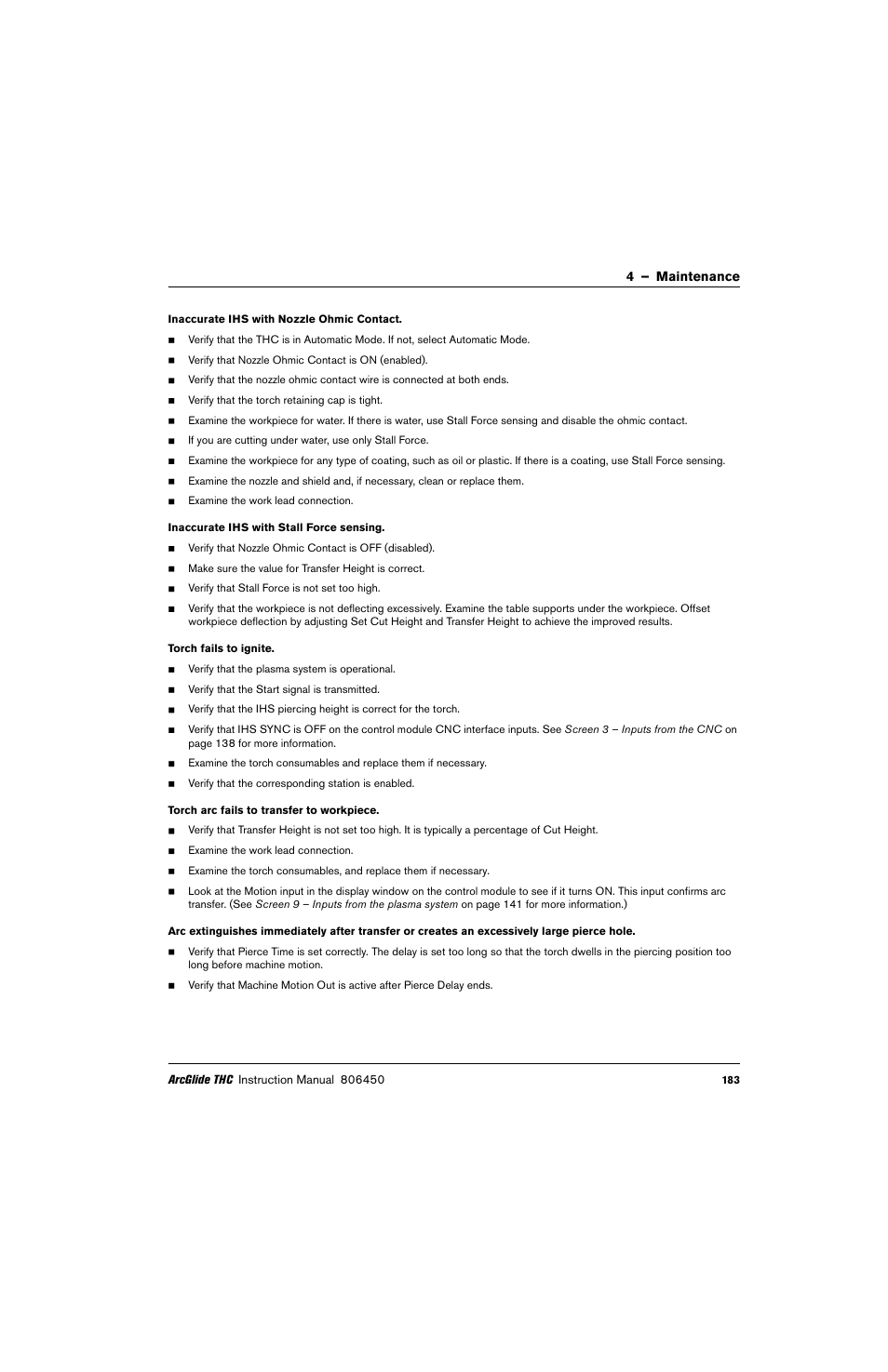 4 – maintenance | Hypertherm THC ArcGlide User Manual | Page 183 / 288