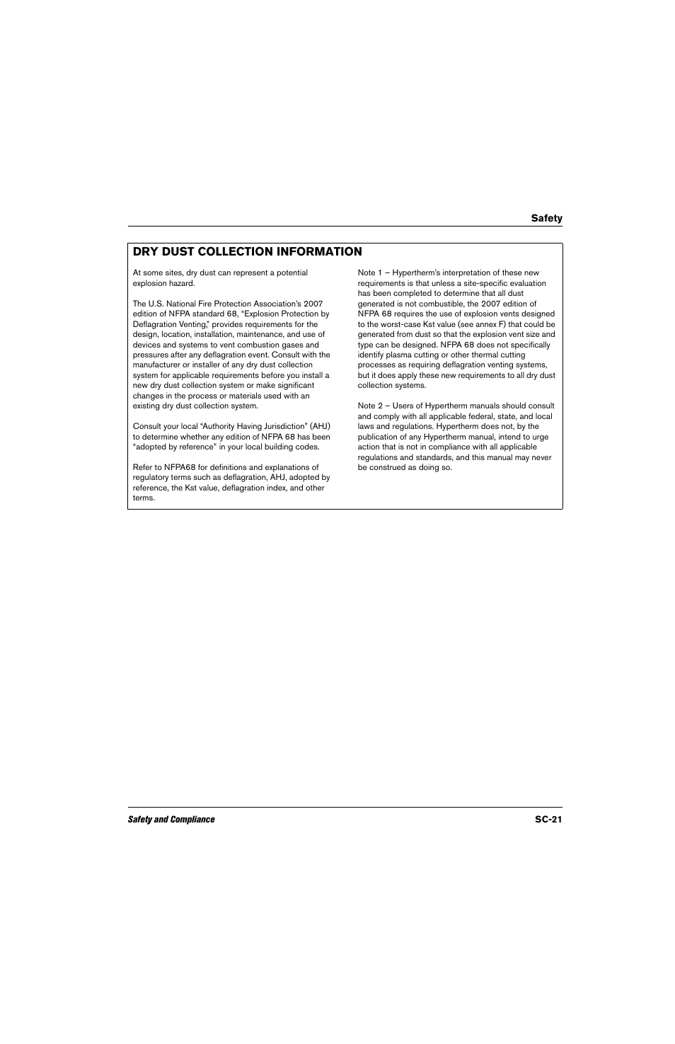 Dry dust collection information | Hypertherm THC ArcGlide User Manual | Page 21 / 288