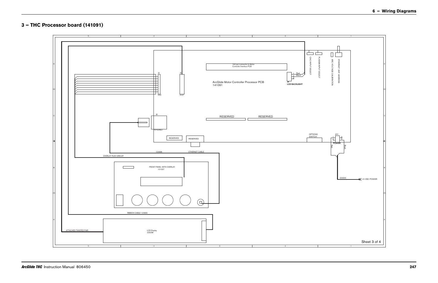 3 – thc processor board (141091), 6 – wiring diagrams, Sheet 3 of 4 | Hypertherm THC ArcGlide User Manual | Page 247 / 288