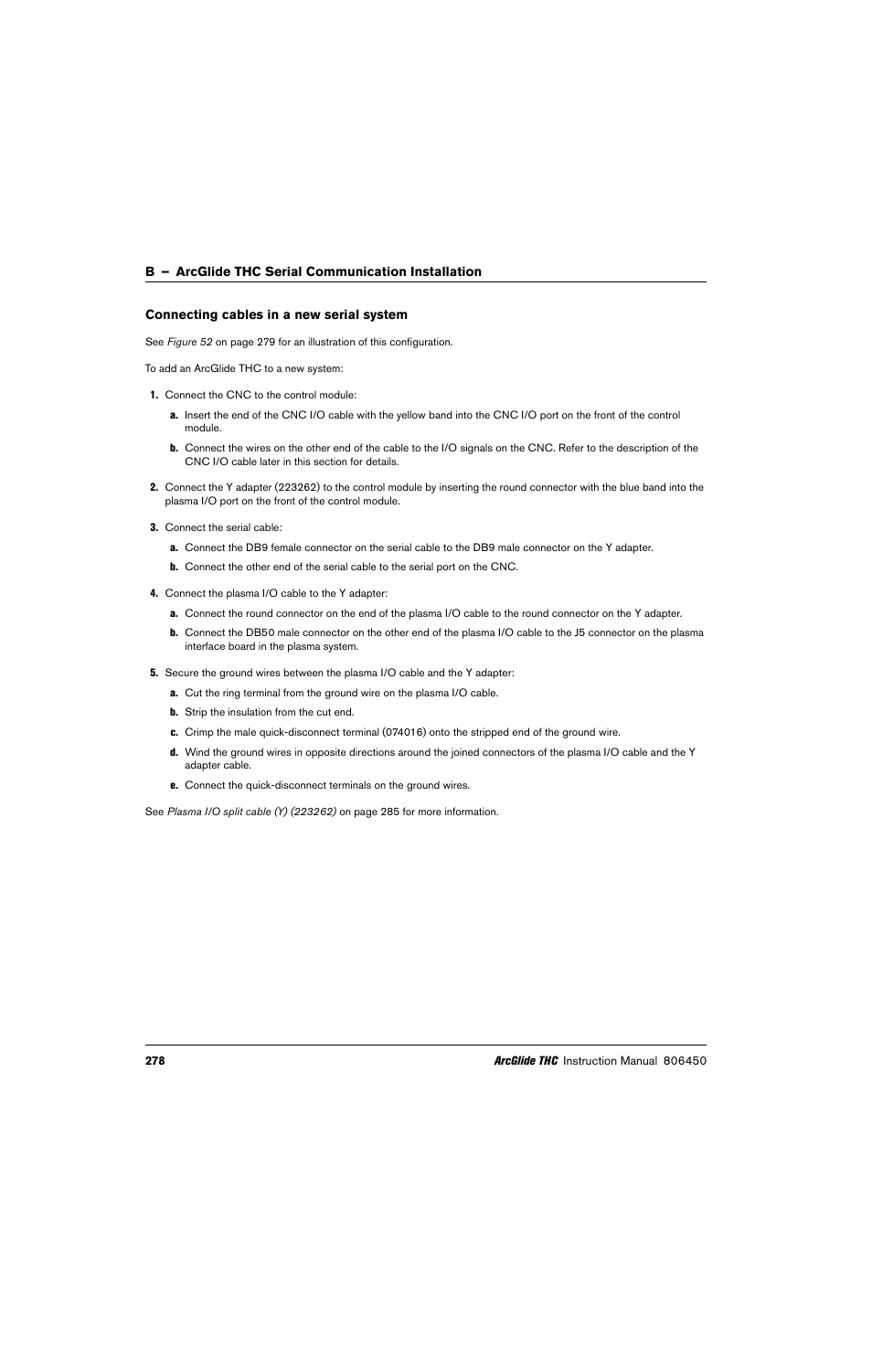 Connecting cables in a new serial system | Hypertherm THC ArcGlide User Manual | Page 278 / 288