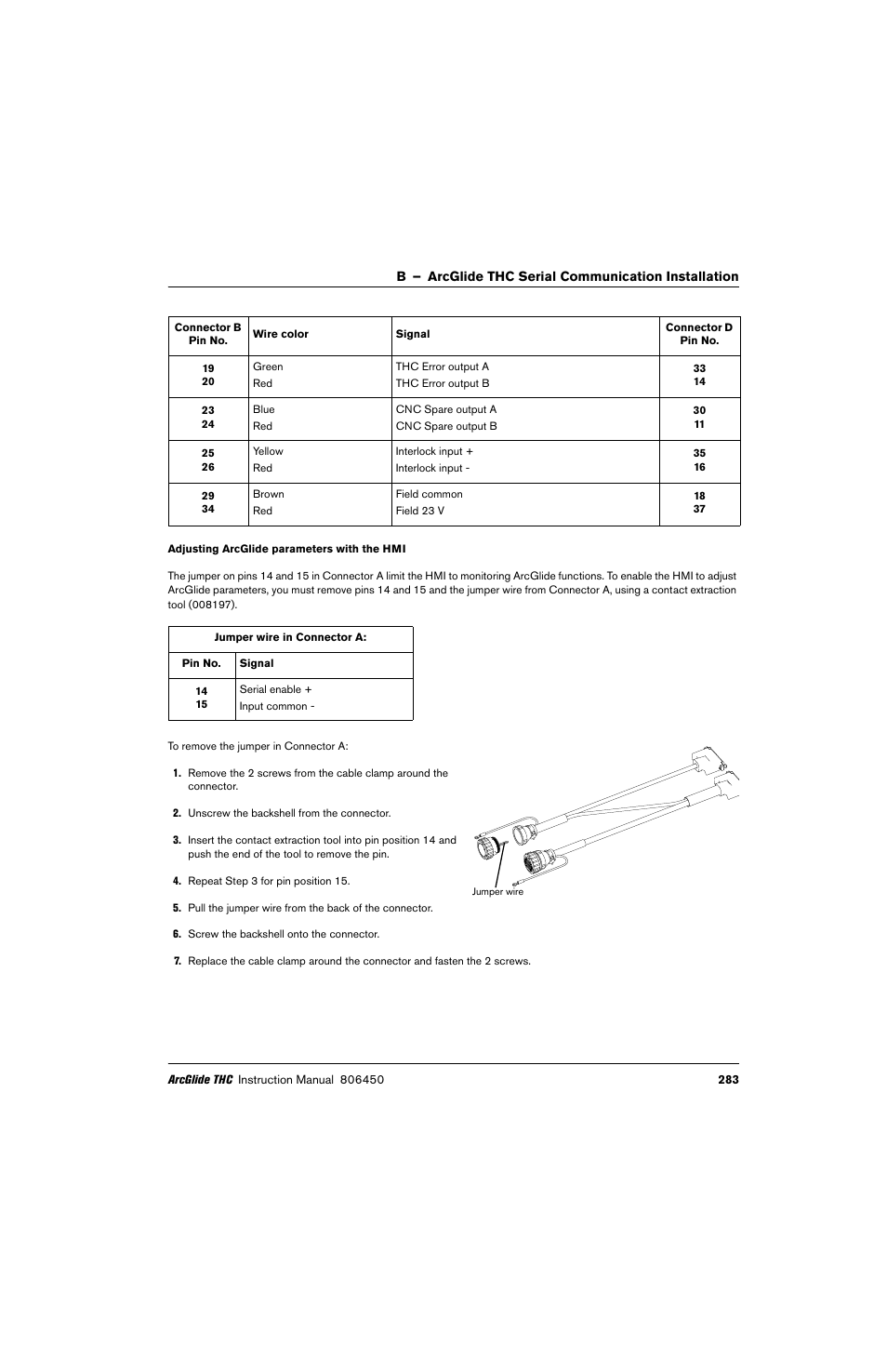 Adjusting arcglide parameters with the hmi, Formation, see, Adjusting | Hypertherm THC ArcGlide User Manual | Page 283 / 288