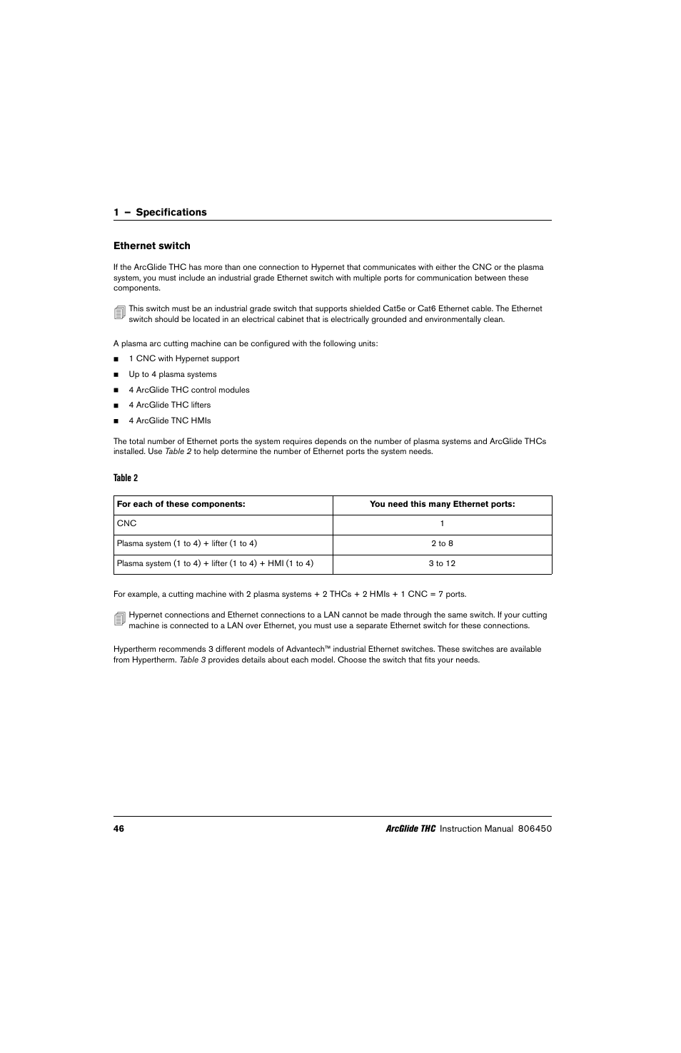 Ethernet switch | Hypertherm THC ArcGlide User Manual | Page 46 / 288