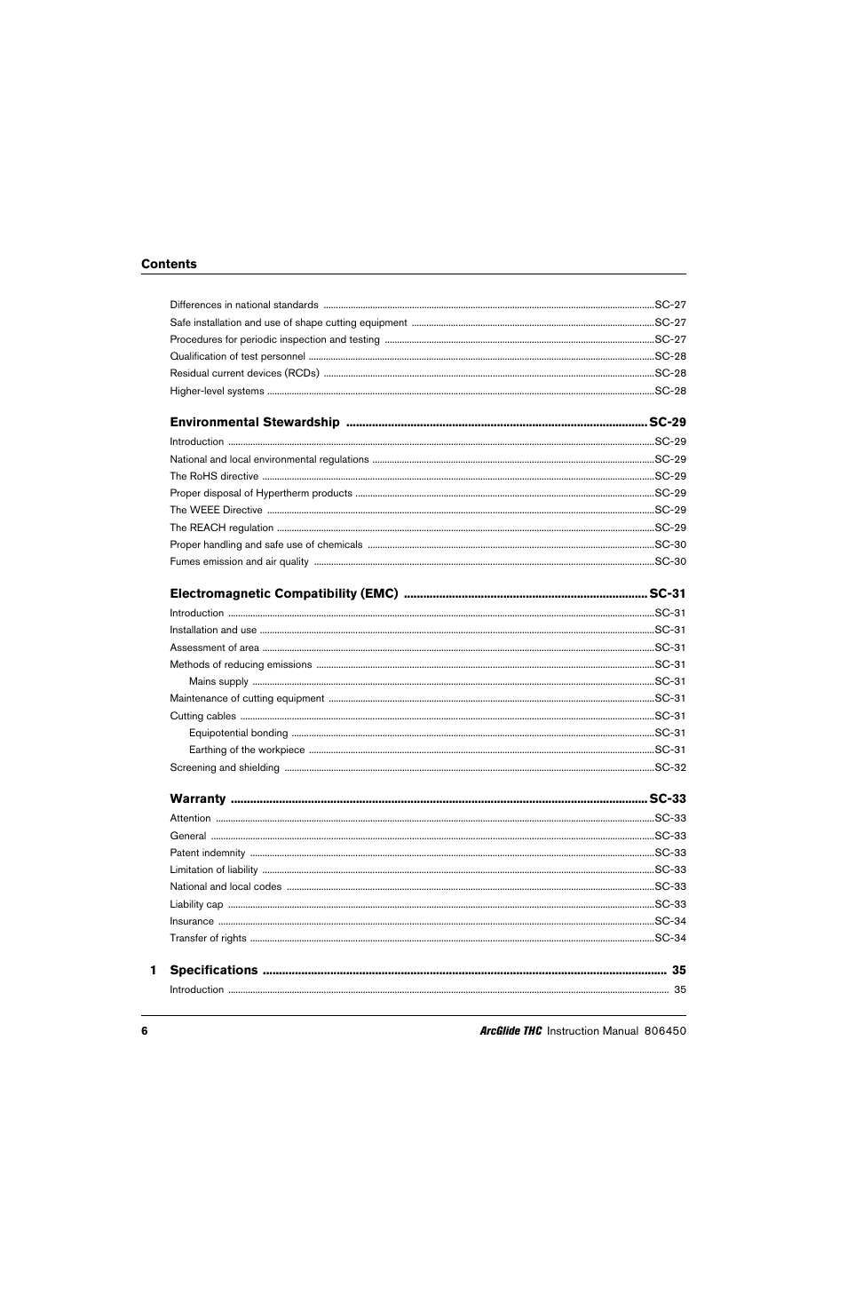 Hypertherm THC ArcGlide User Manual | Page 6 / 288