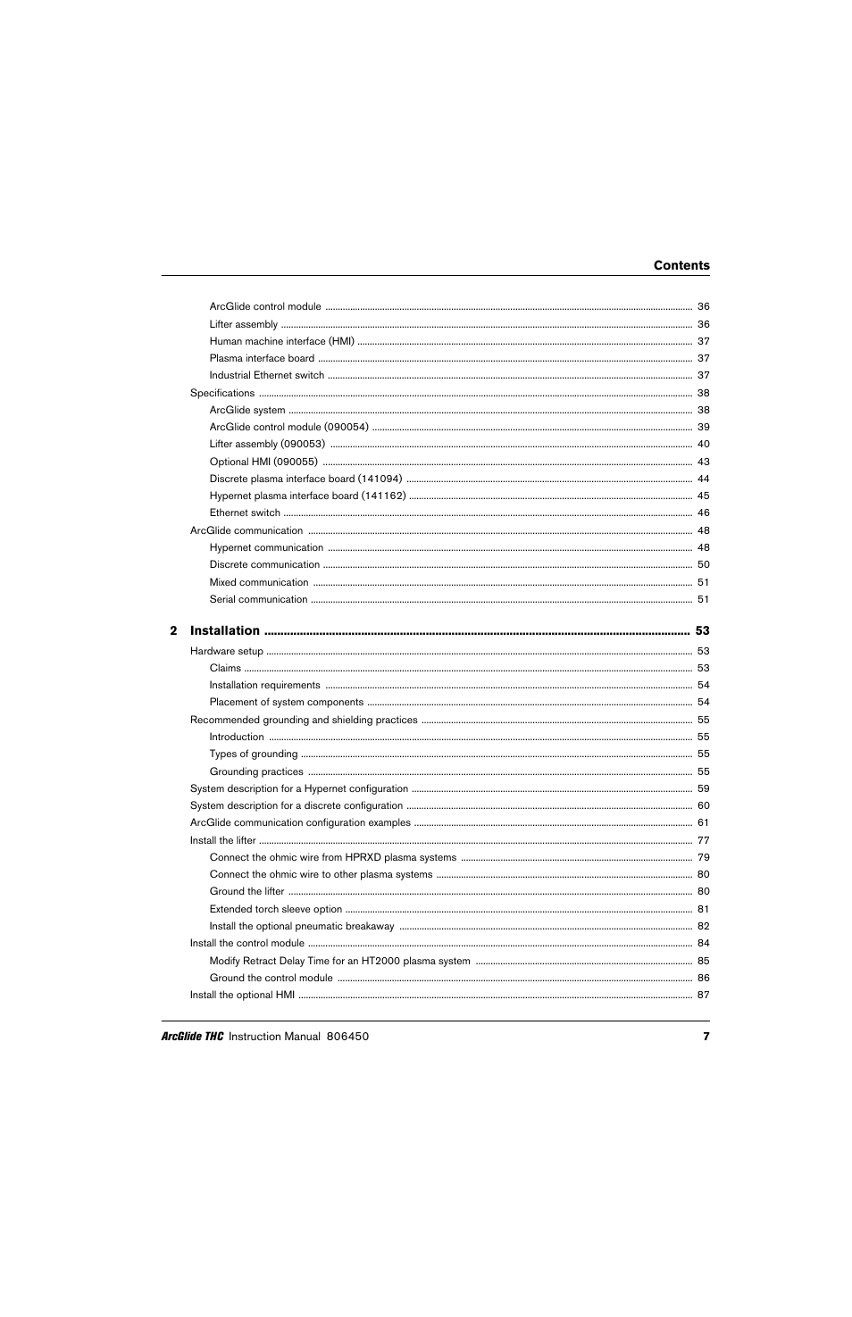 Hypertherm THC ArcGlide User Manual | Page 7 / 288