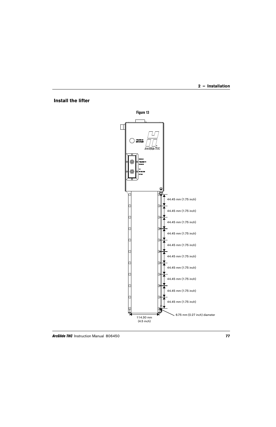 Install the lifter | Hypertherm THC ArcGlide User Manual | Page 77 / 288
