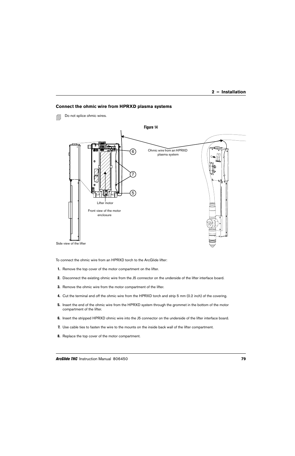 Connect the ohmic wire from hprxd plasma systems | Hypertherm THC ArcGlide User Manual | Page 79 / 288