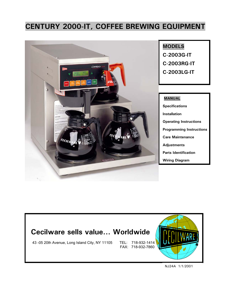 Cecilware C-2003G-IT User Manual | 19 pages