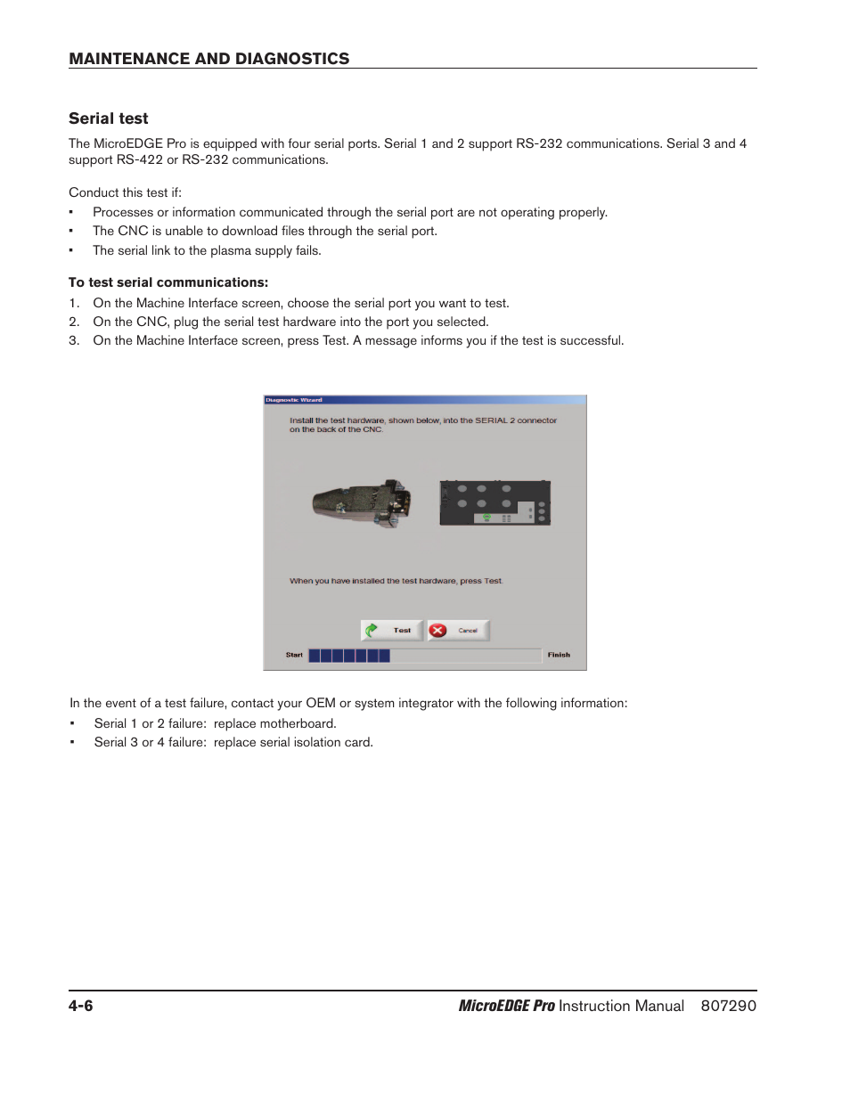 Serial test, Serial test -6 | Hypertherm MicroEDGE Pro Shape Cutting Control Rev.2 User Manual | Page 102 / 182