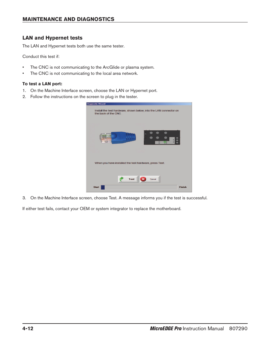 Lan and hypernet tests, Lan and hypernet tests -12 | Hypertherm MicroEDGE Pro Shape Cutting Control Rev.2 User Manual | Page 108 / 182