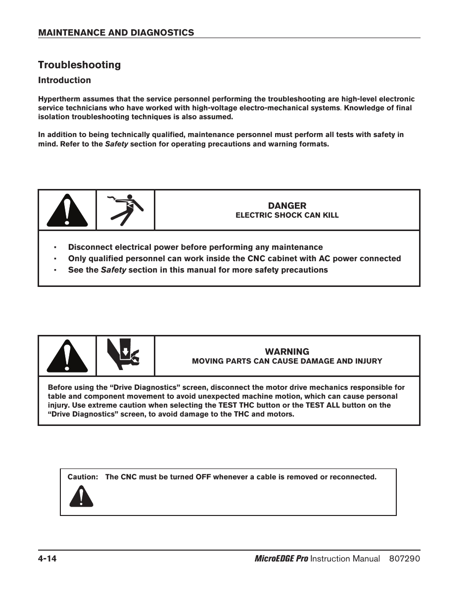 Troubleshooting, Introduction, Troubleshooting -14 | Introduction -14 | Hypertherm MicroEDGE Pro Shape Cutting Control Rev.2 User Manual | Page 110 / 182