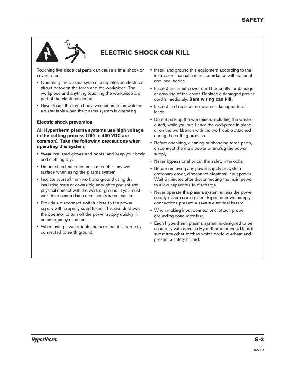 Electric shock can kill | Hypertherm MicroEDGE Pro Shape Cutting Control Rev.2 User Manual | Page 13 / 182