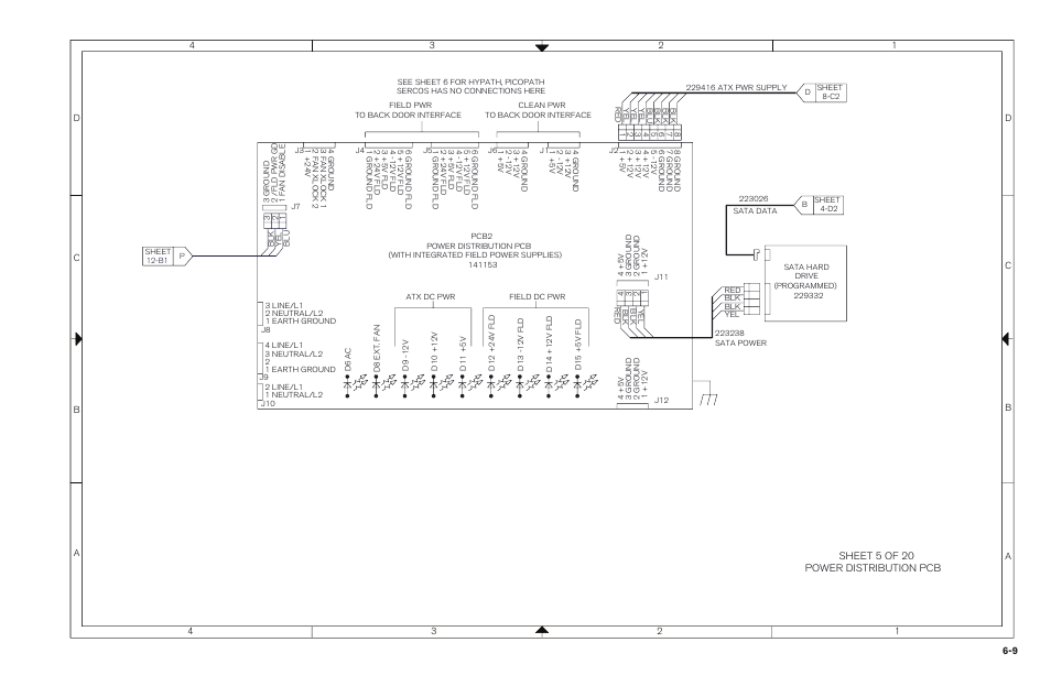 Sheet 5 of 20 power distribution pcb | Hypertherm MicroEDGE Pro Shape Cutting Control Rev.2 User Manual | Page 167 / 182