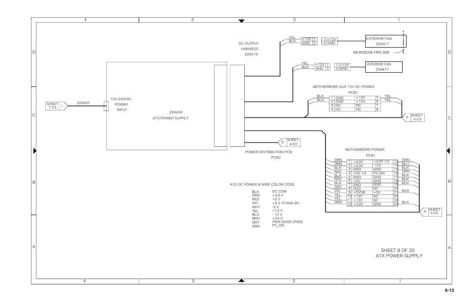Sheet 8 of 20 atx power supply | Hypertherm MicroEDGE Pro Shape Cutting Control Rev.2 User Manual | Page 170 / 182