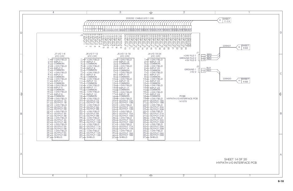 Sheet 14 of 20 hypath i/o interface pcb | Hypertherm MicroEDGE Pro Shape Cutting Control Rev.2 User Manual | Page 176 / 182