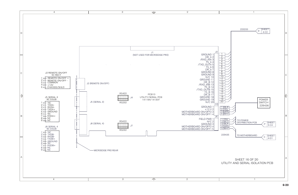 Sheet 16 of 20 utility and serial isolation pcb | Hypertherm MicroEDGE Pro Shape Cutting Control Rev.2 User Manual | Page 178 / 182