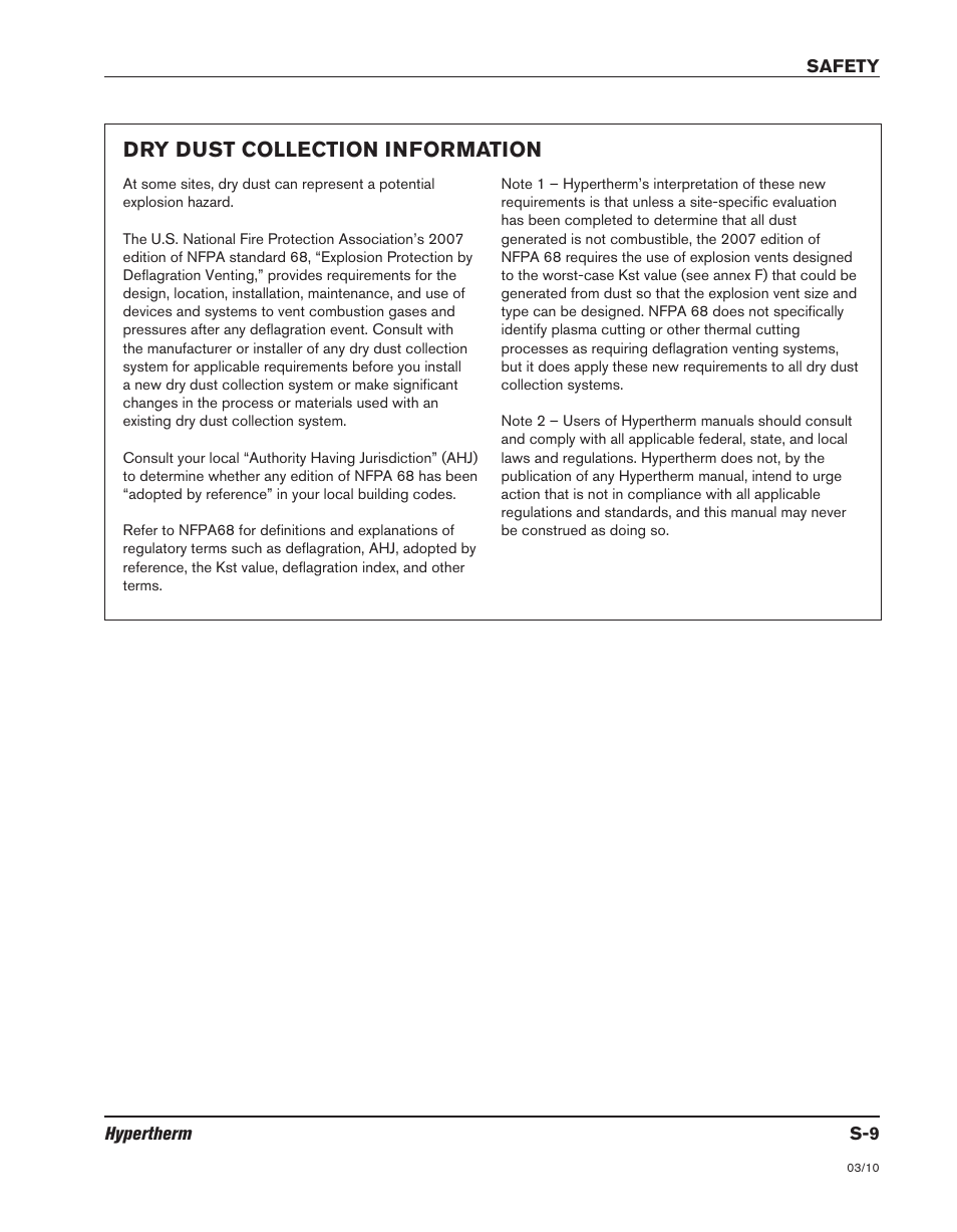 Dry dust collection information | Hypertherm MicroEDGE Pro Shape Cutting Control Rev.2 User Manual | Page 19 / 182
