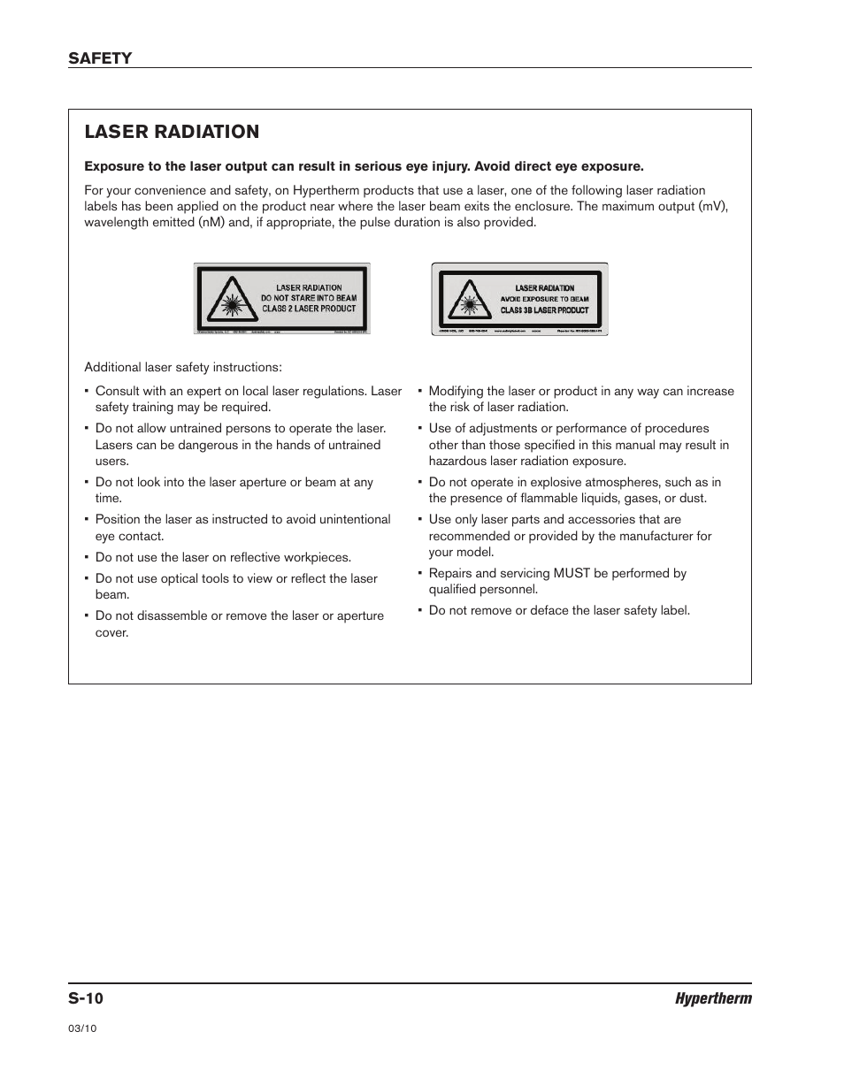 Laser radiation | Hypertherm MicroEDGE Pro Shape Cutting Control Rev.2 User Manual | Page 20 / 182