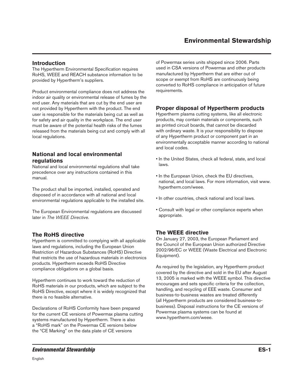 Environmental stewardship | Hypertherm MicroEDGE Pro Shape Cutting Control Rev.2 User Manual | Page 29 / 182