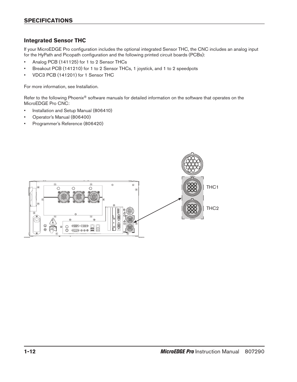 Integrated sensor thc, Integrated sensor thc -12 | Hypertherm MicroEDGE Pro Shape Cutting Control Rev.2 User Manual | Page 46 / 182