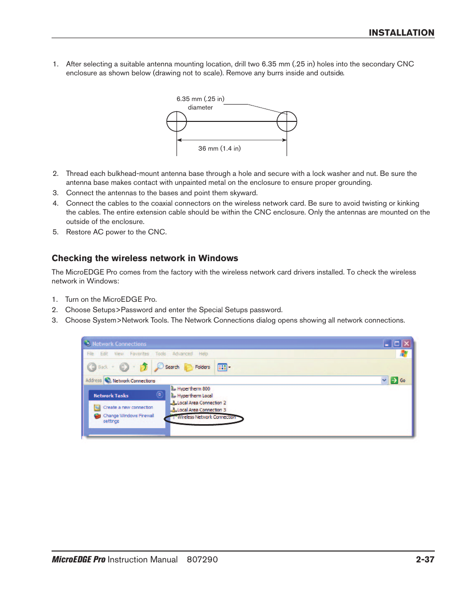 Checking the wireless network in windows, Checking the wireless network in windows -37 | Hypertherm MicroEDGE Pro Shape Cutting Control Rev.2 User Manual | Page 85 / 182