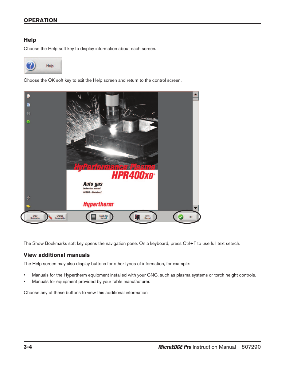 Help, View additional manuals, Help -4 view additional manuals -4 | Hypertherm MicroEDGE Pro Shape Cutting Control Rev.2 User Manual | Page 92 / 182
