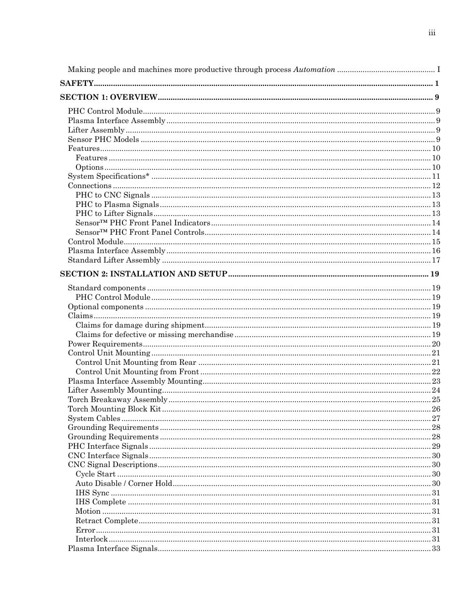 Hypertherm PHC Sensor User Manual | Page 3 / 58