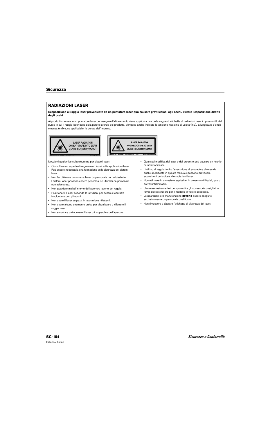 Radiazioni laser, Sicurezza radiazioni laser | Hypertherm 80669C Rev.2 User Manual | Page 154 / 304