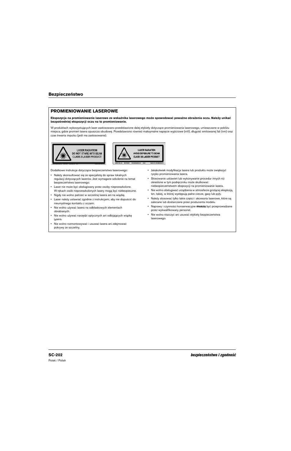 Promieniowanie laserowe, Bezpieczeństwo promieniowanie laserowe, Sc-202 bezpieczeństwo i zgodność | Hypertherm 80669C Rev.2 User Manual | Page 202 / 304