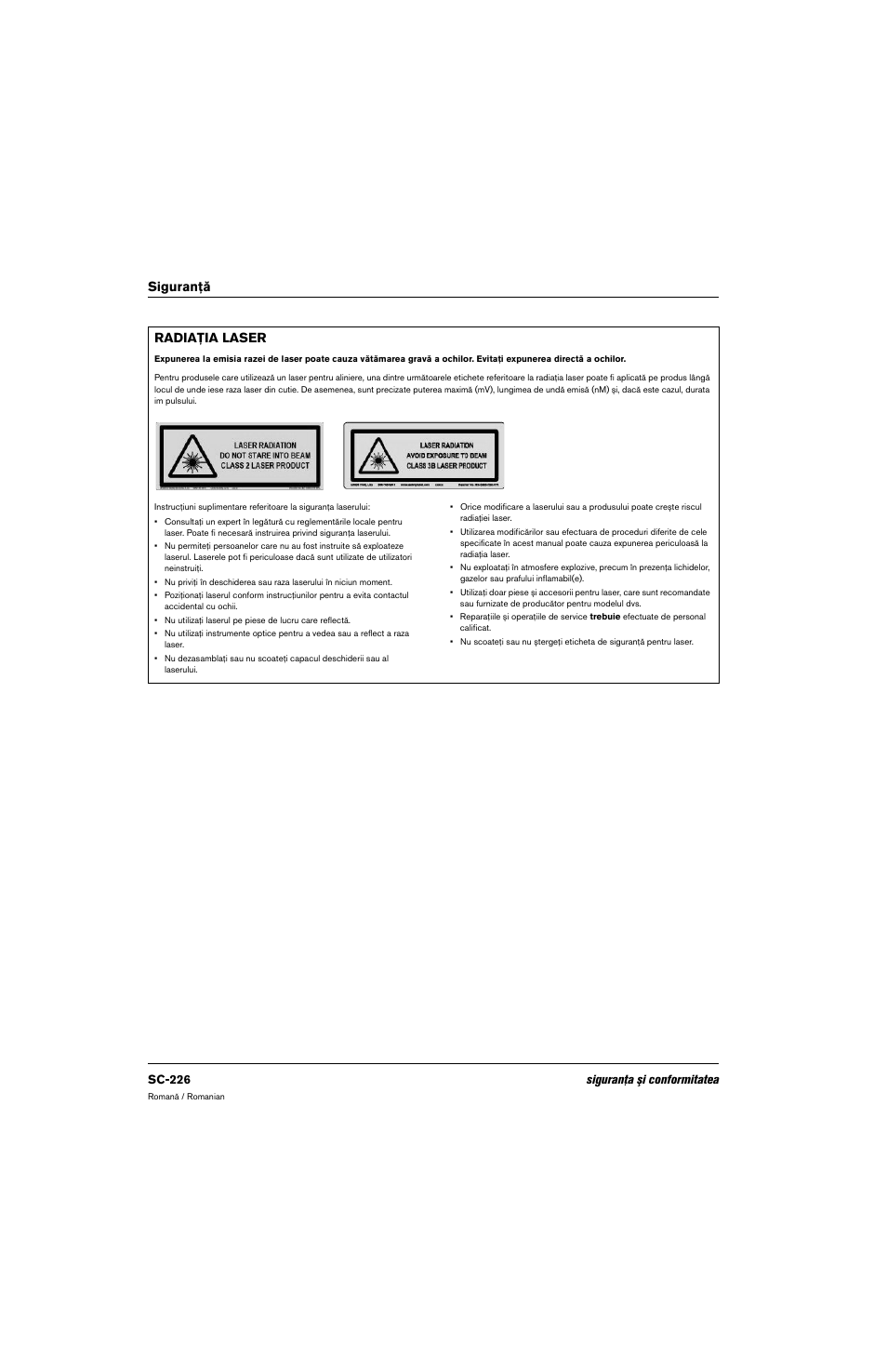 Radiaţia laser, Siguranţă radiaţia laser | Hypertherm 80669C Rev.2 User Manual | Page 226 / 304