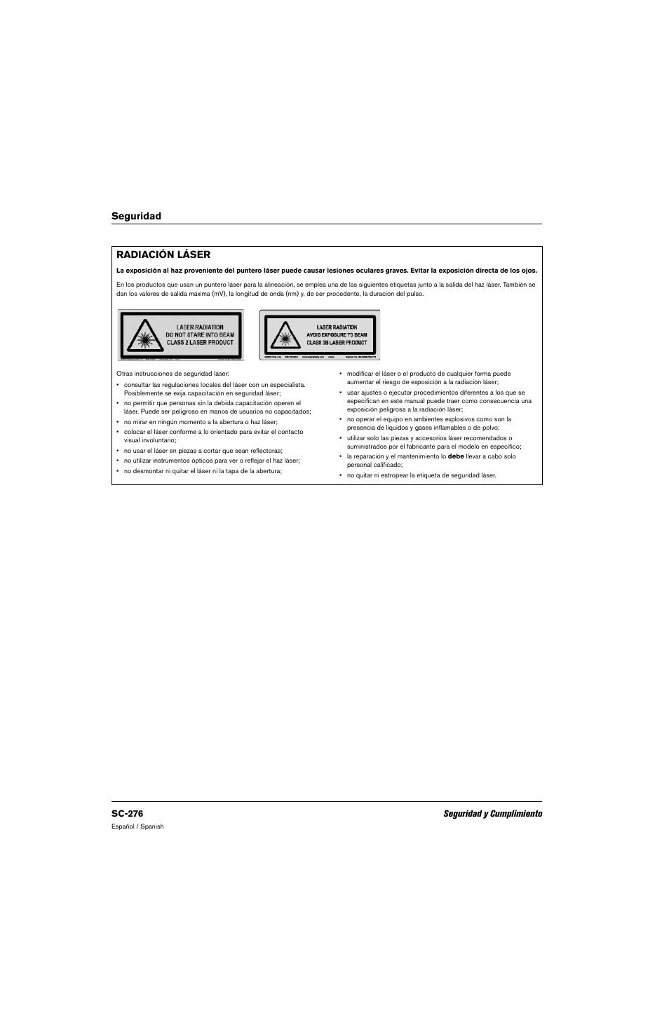 Radiación láser, Seguridad radiación láser | Hypertherm 80669C Rev.2 User Manual | Page 276 / 304