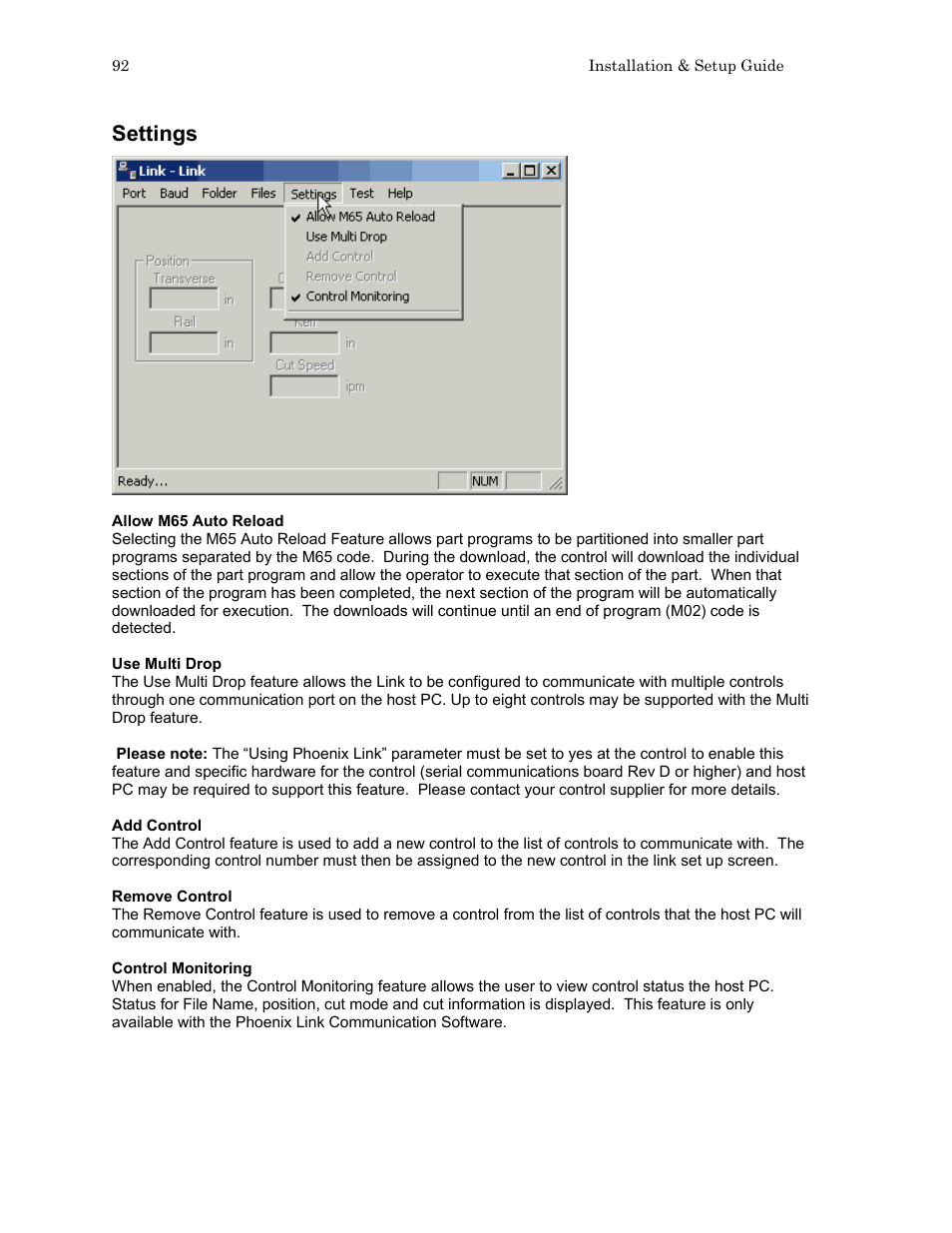 Settings | Hypertherm HTA Rev 6.00 Install Guide User Manual | Page 104 / 242