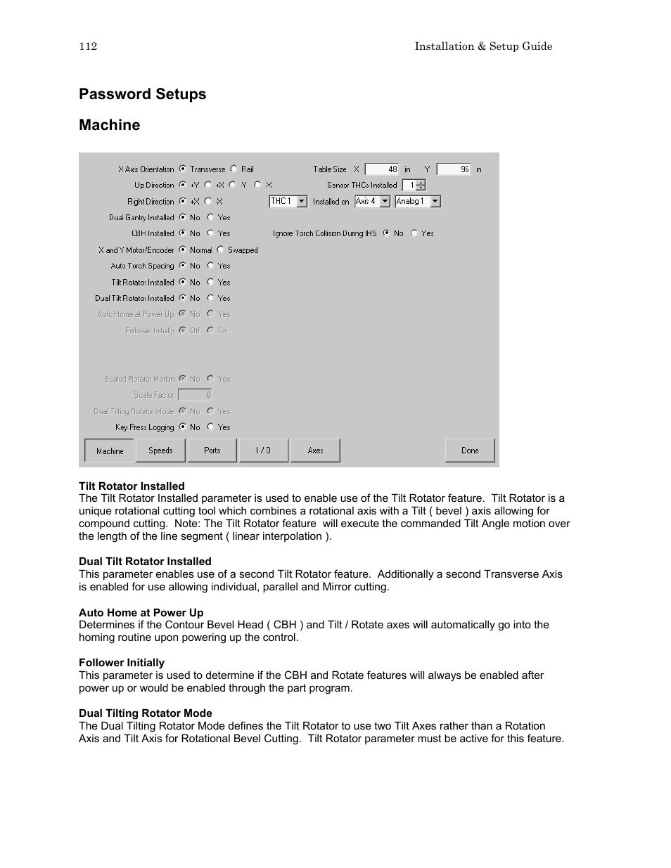 Password setups machine | Hypertherm HTA Rev 6.00 Install Guide User Manual | Page 124 / 242