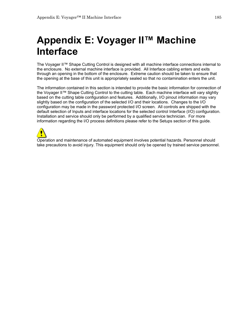 Appendix e: voyager ii™ machine interface | Hypertherm HTA Rev 6.00 Install Guide User Manual | Page 197 / 242