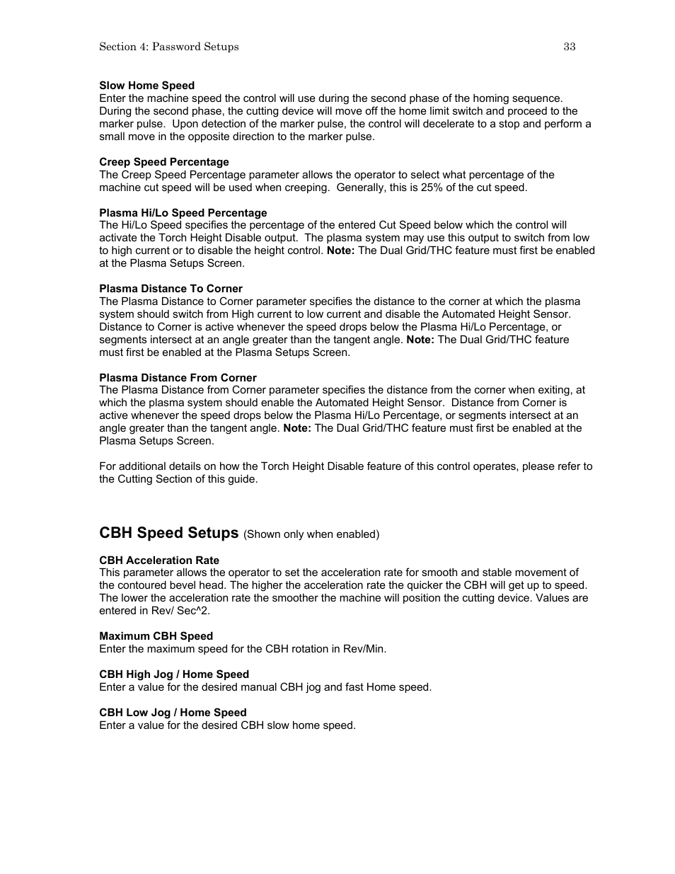 Cbh speed setups | Hypertherm HTA Rev 6.00 Install Guide User Manual | Page 45 / 242