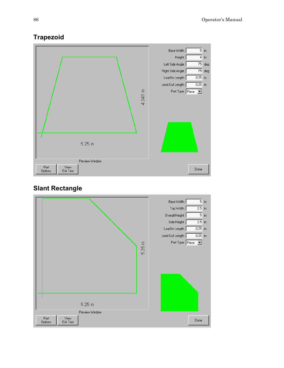 Trapezoid, Slant rectangle | Hypertherm HTA Rev 6.00 Operators Manual User Manual | Page 100 / 212