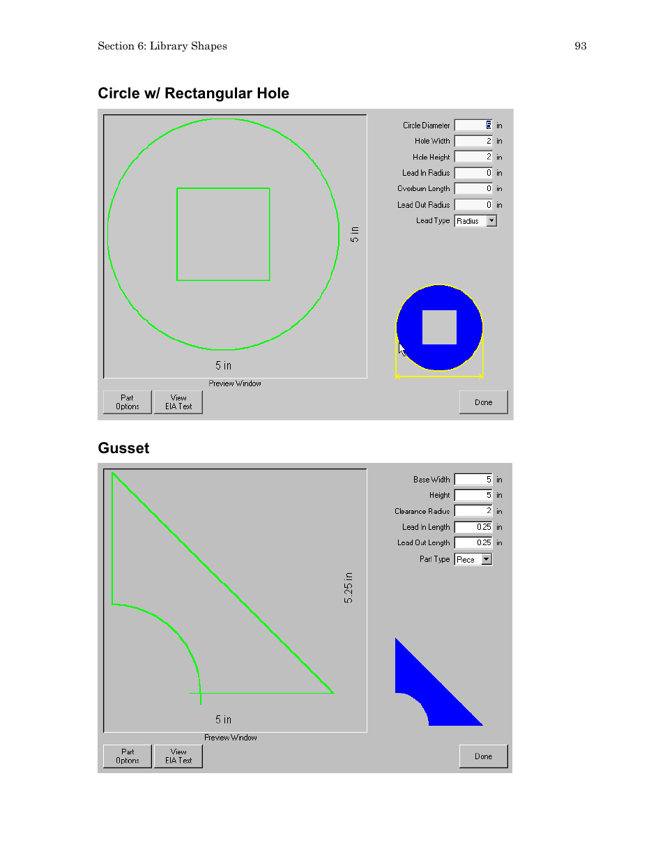 Circle w/ rectangular hole, Gusset | Hypertherm HTA Rev 6.00 Operators Manual User Manual | Page 107 / 212