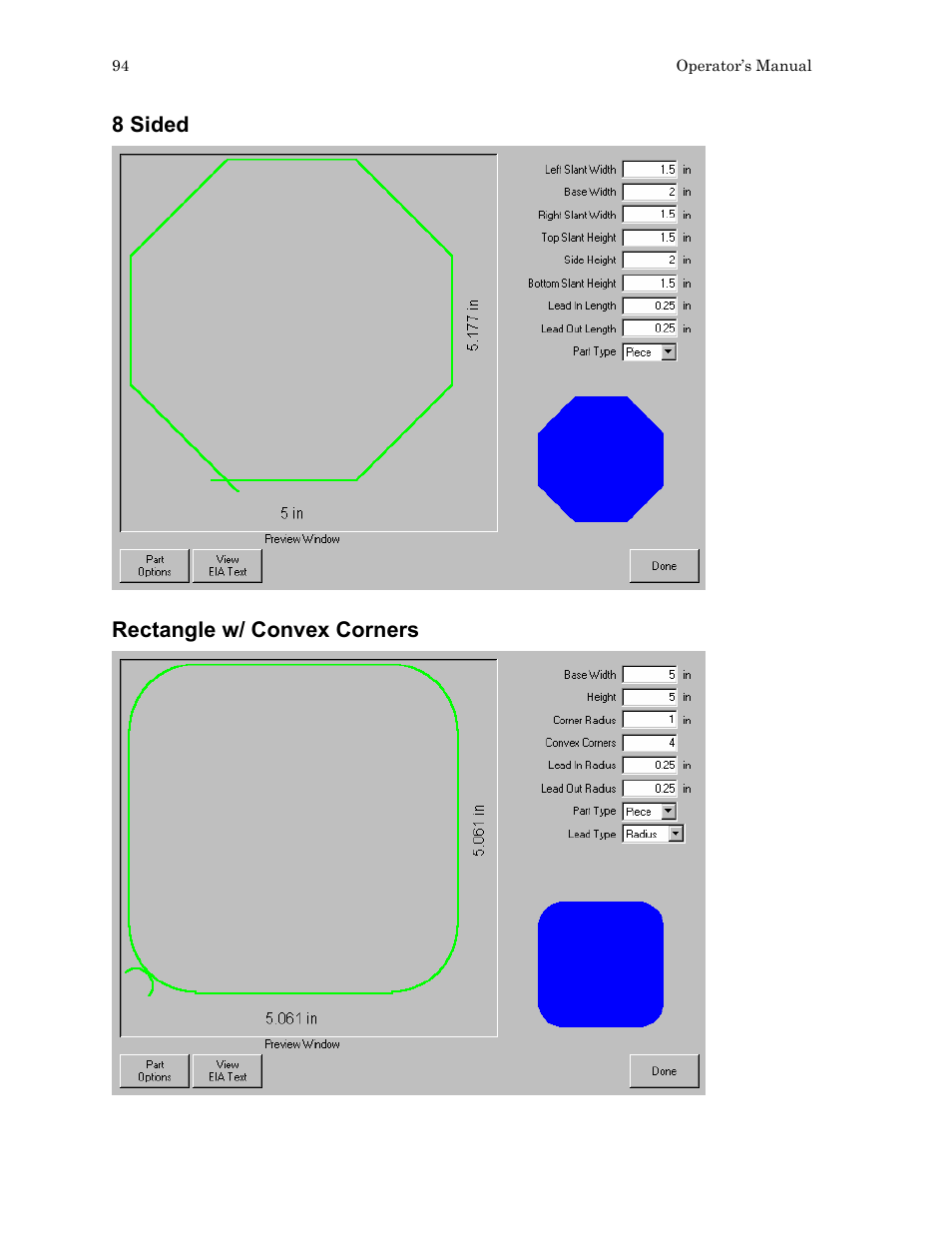 8 sided, Rectangle w/ convex corners | Hypertherm HTA Rev 6.00 Operators Manual User Manual | Page 108 / 212