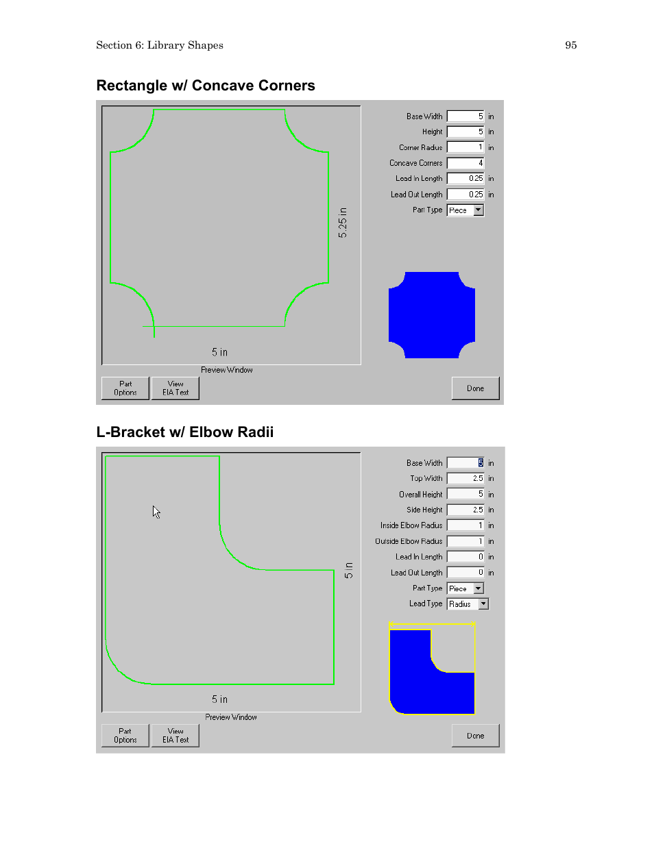 Rectangle w/ concave corners, L-bracket w/ elbow radii | Hypertherm HTA Rev 6.00 Operators Manual User Manual | Page 109 / 212