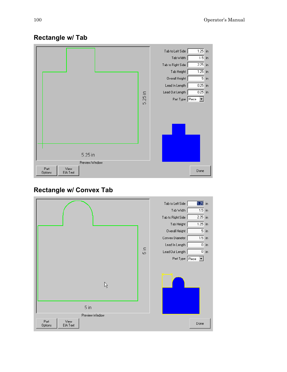 Rectangle w/ tab, Rectangle w/ convex tab | Hypertherm HTA Rev 6.00 Operators Manual User Manual | Page 114 / 212